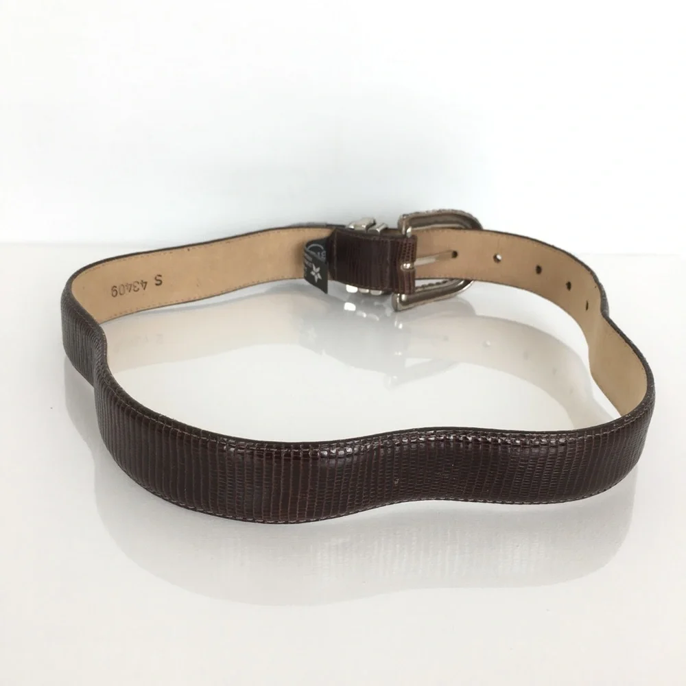 Brighton Brown Leather Belt Snakeskin Embossed Women’s Size S Preppy Old Money